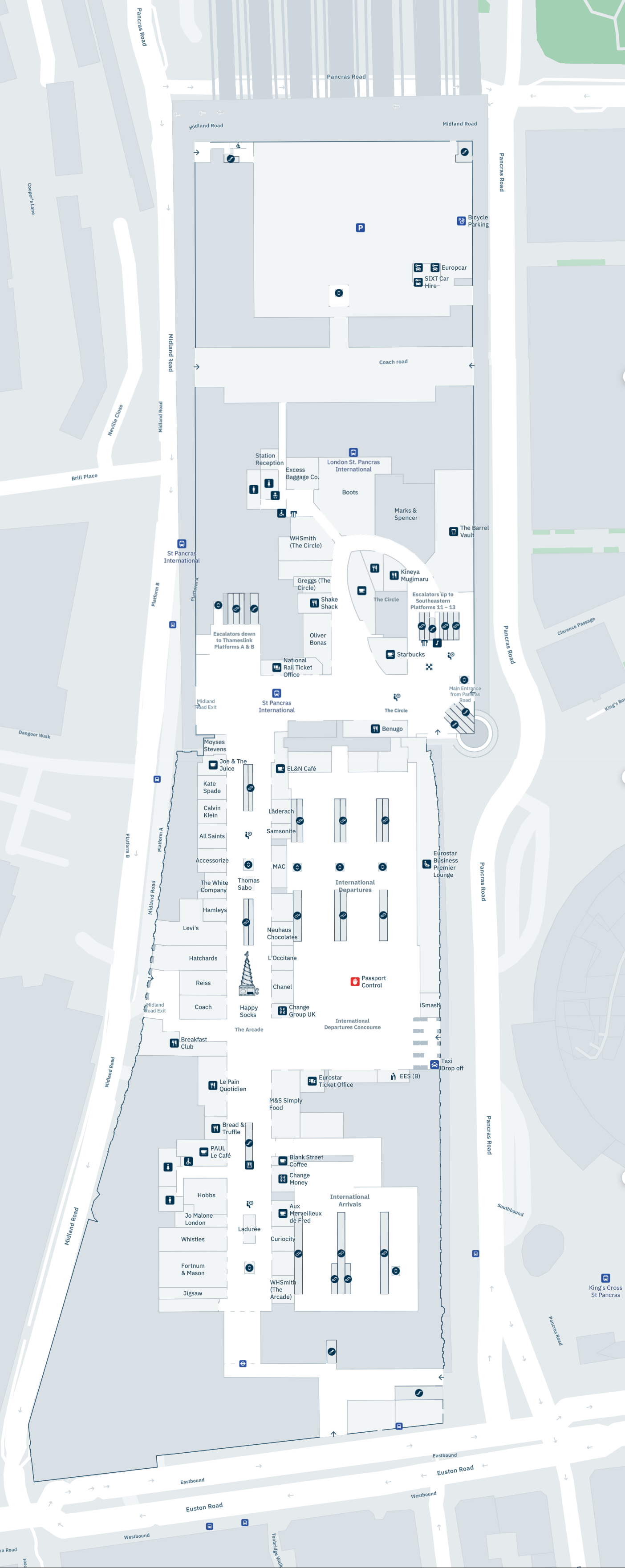 London St Pancras Official Station Map Platforms Shops London St Pancras Official Station Map Platforms Shops